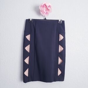 Yigal Azrouel Black And Cream Cutout Pencil Skirt